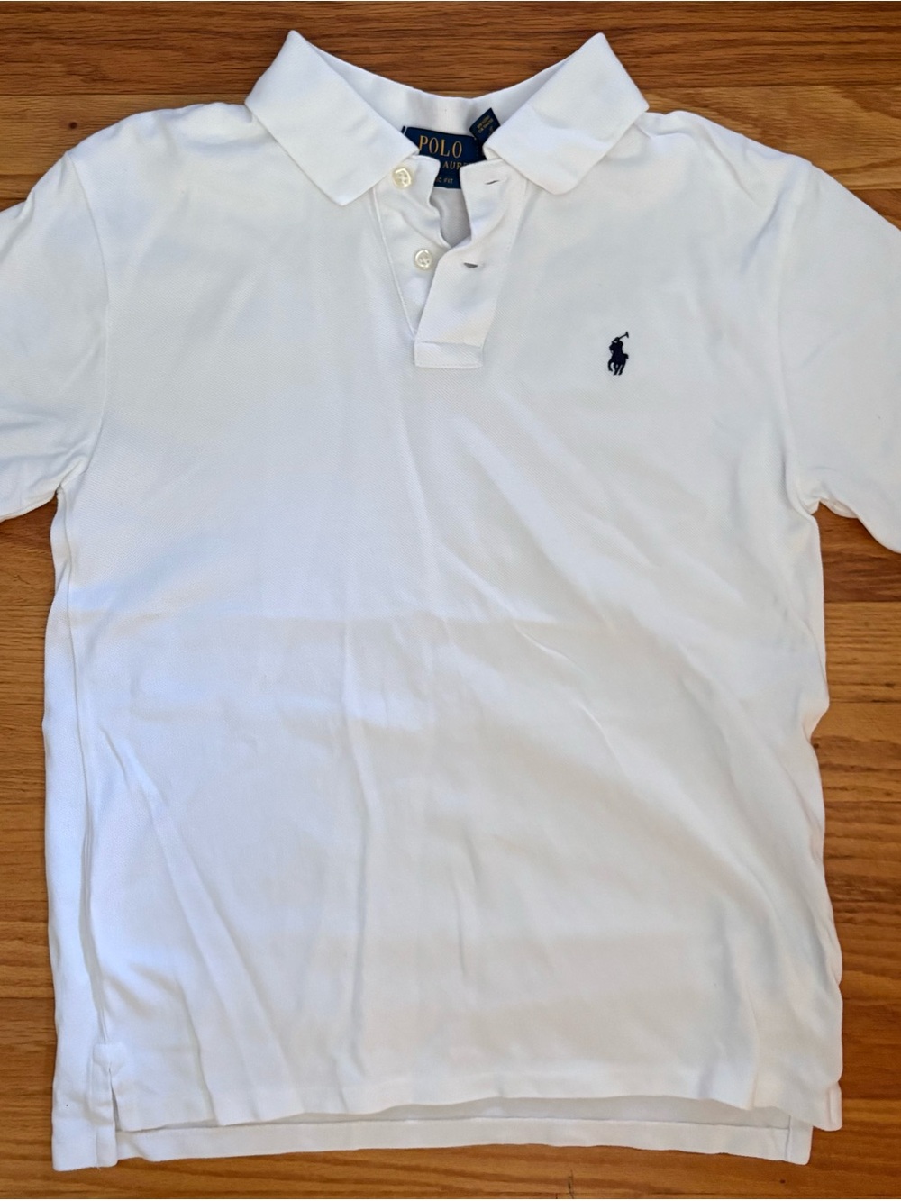Polo by Ralph Lauren White Short-Sleeve Polo with Navy Pony size L (14/16) boys